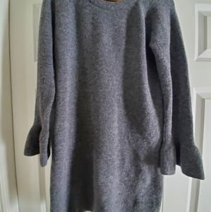 Scoop neck, bell sleeve sweater dress